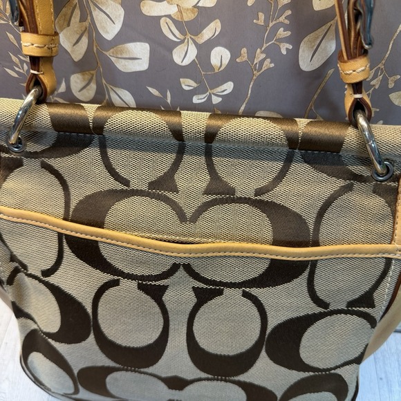 Coach Willis Brown Signature Canvas Tan Leather 70th Anniversary Crossbody Bag - Picture 7 of 16